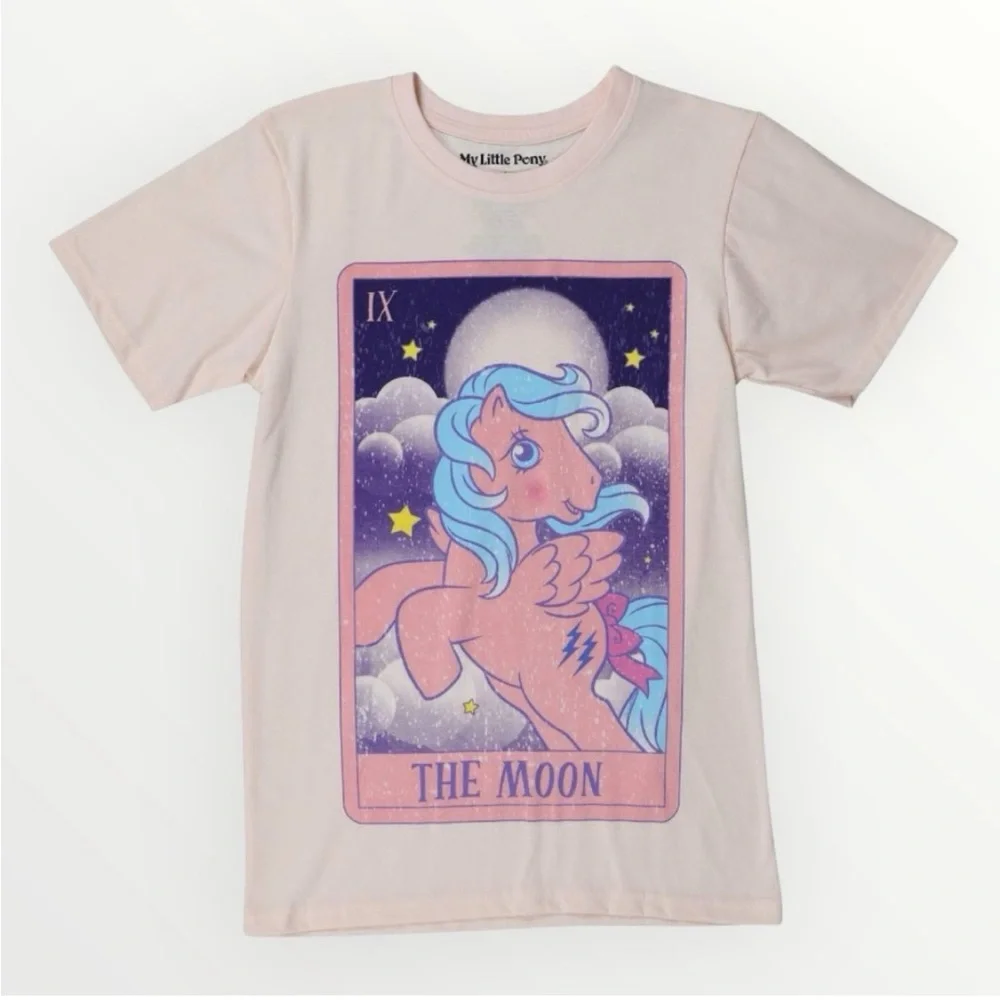 My Little Pony The Moon Tarot Card Graphic Tee Pink Short Sleeve Unisex Medium - Picture 1 of 9